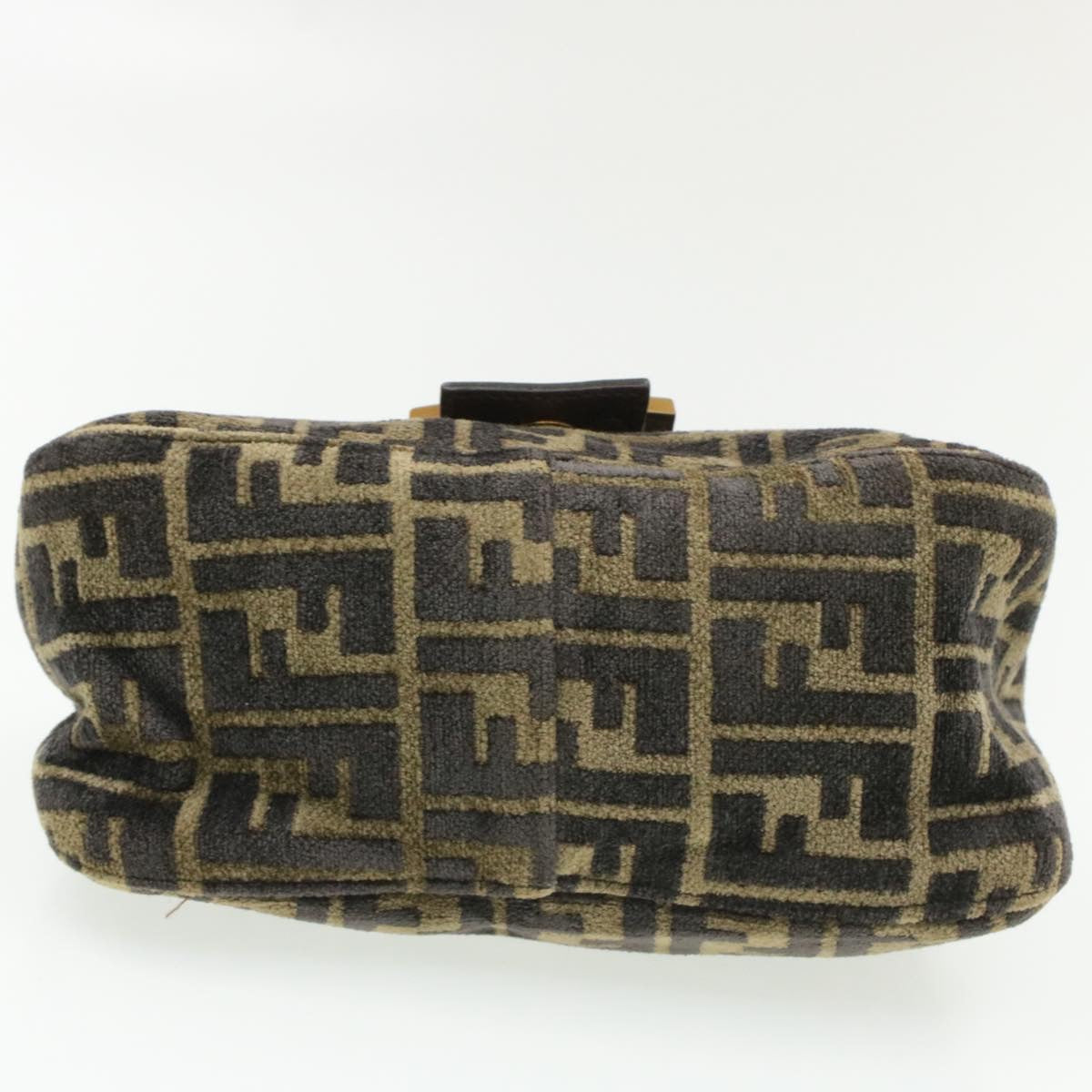 FENDI Mamma Baguette Zucca Canvas Shoulder Bag freeze Black Brown am154b