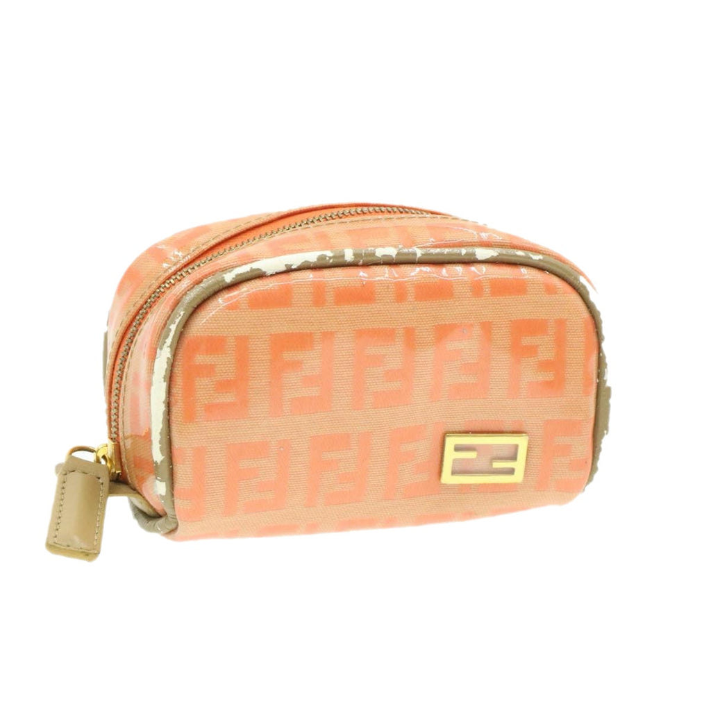 FENDI Zucchino Canvas Pouch Enamel Orange am187b