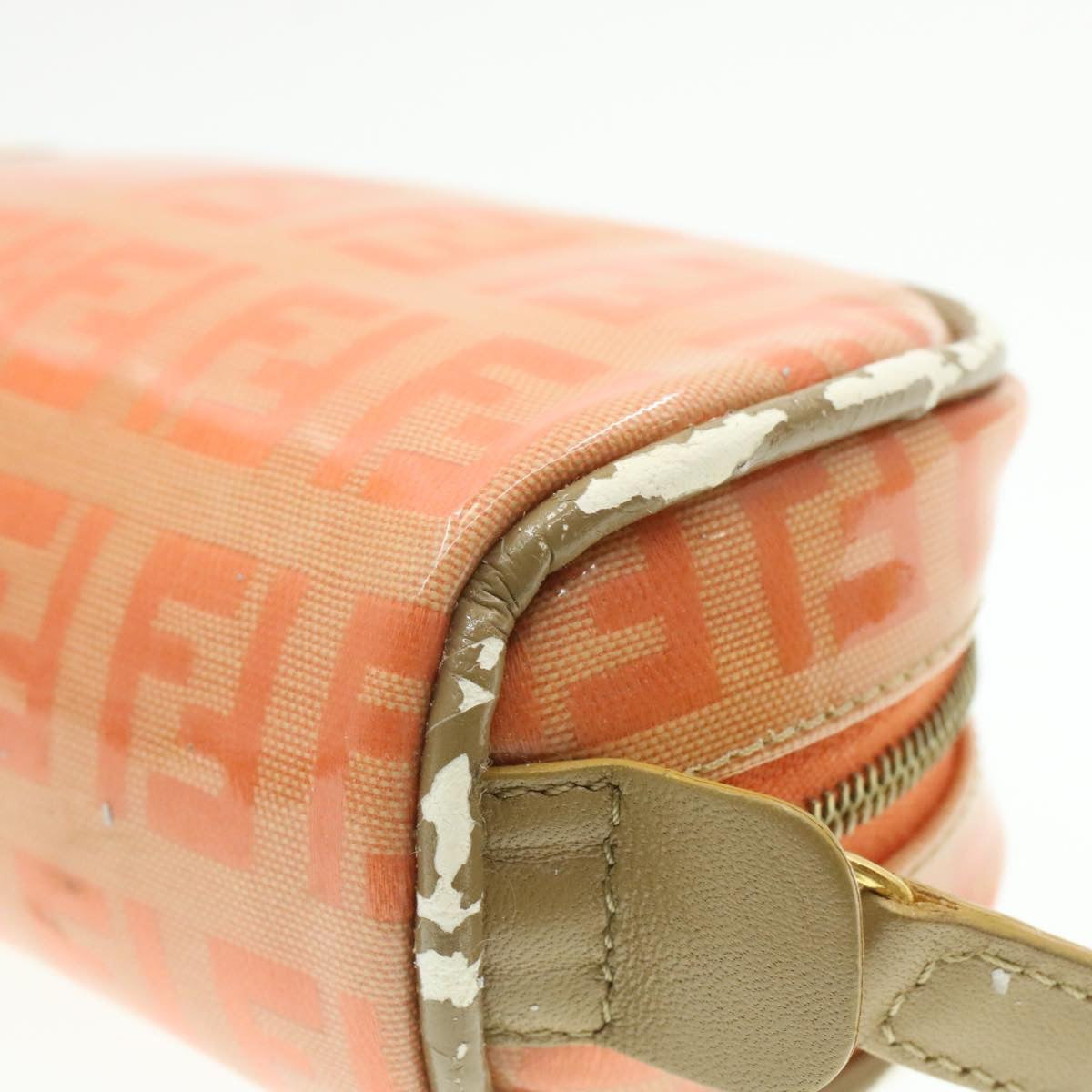 FENDI Zucchino Canvas Pouch Enamel Orange am187b