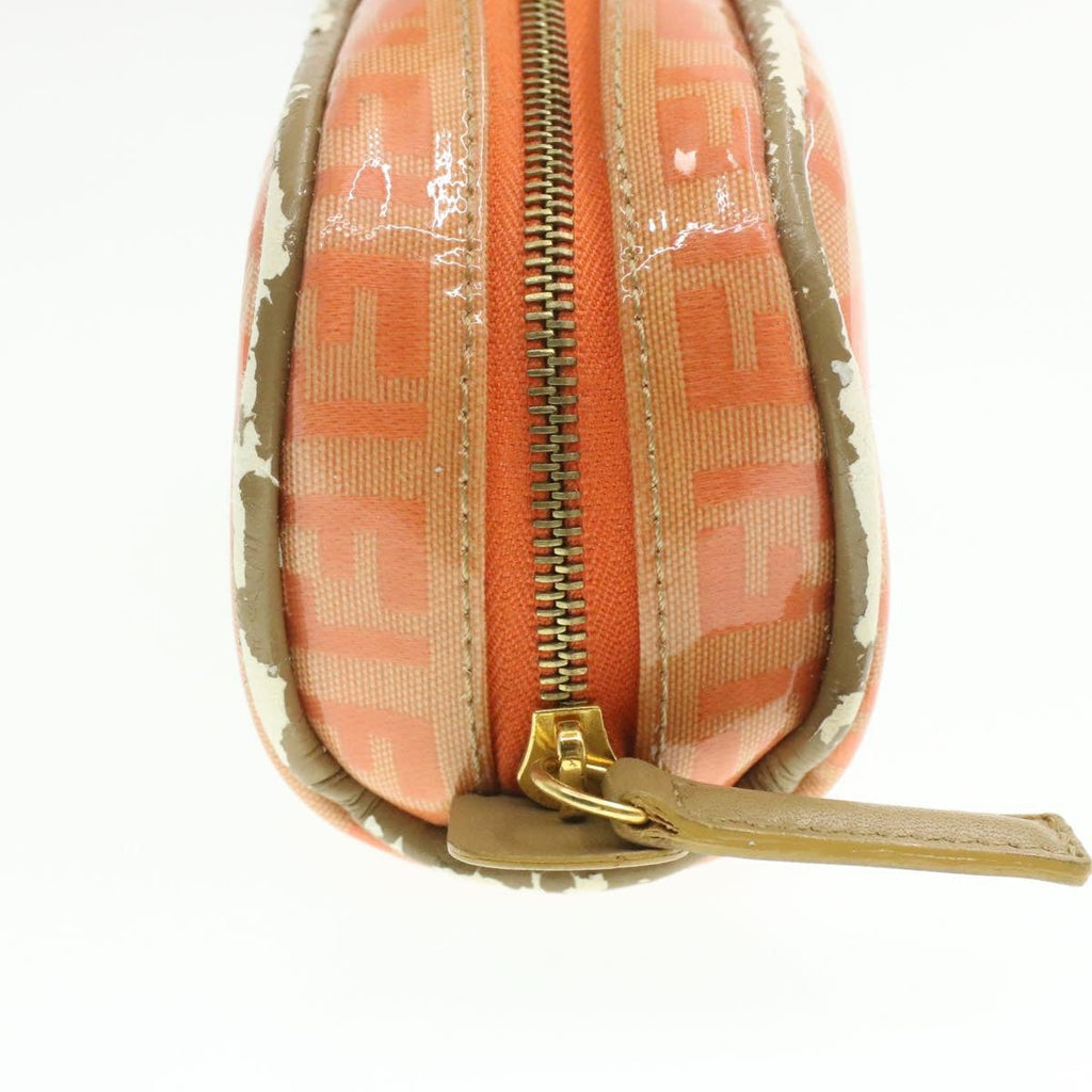FENDI Zucchino Canvas Pouch Enamel Orange am187b