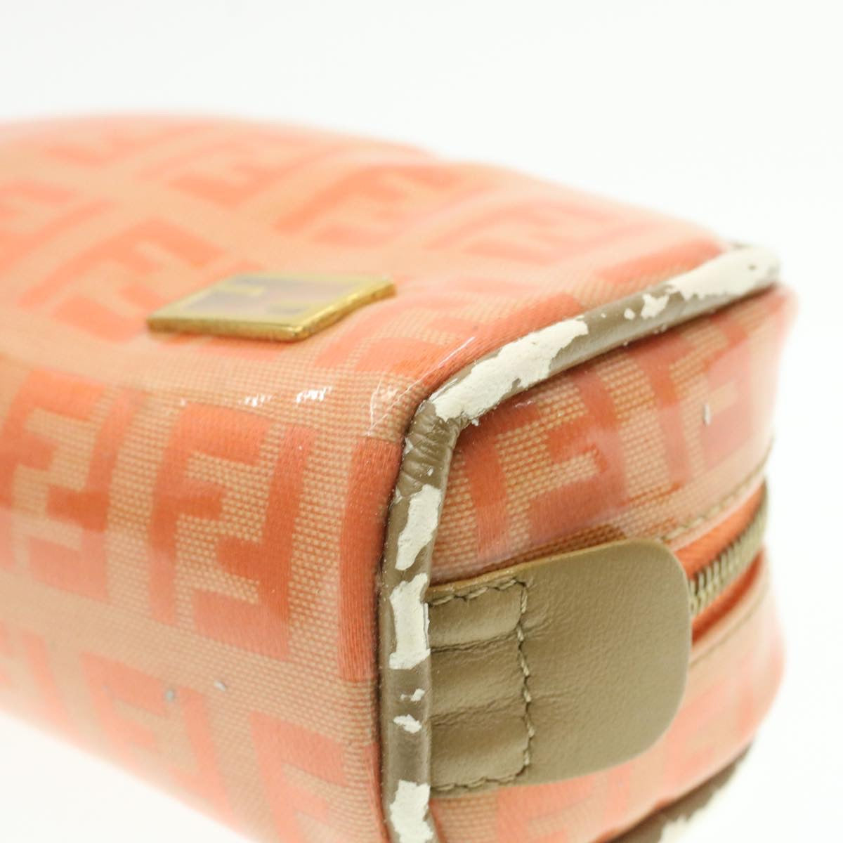 FENDI Zucchino Canvas Pouch Enamel Orange am187b
