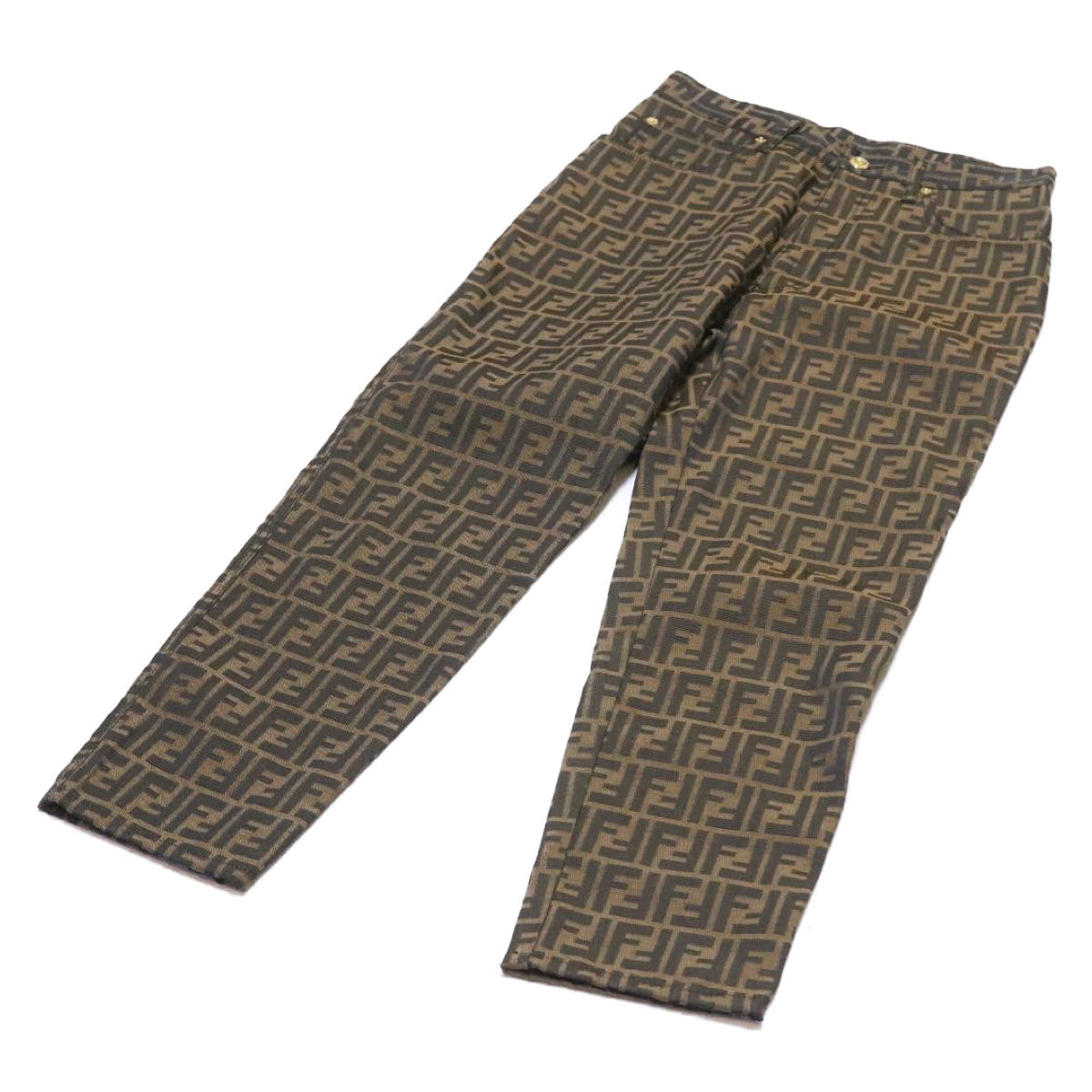 FENDI Zucca Canvas Pants Brown Black am225b