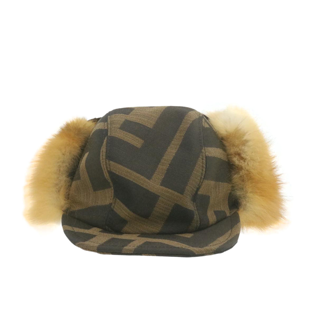 FENDI Zucca Canvas Cap Brown Black am324b