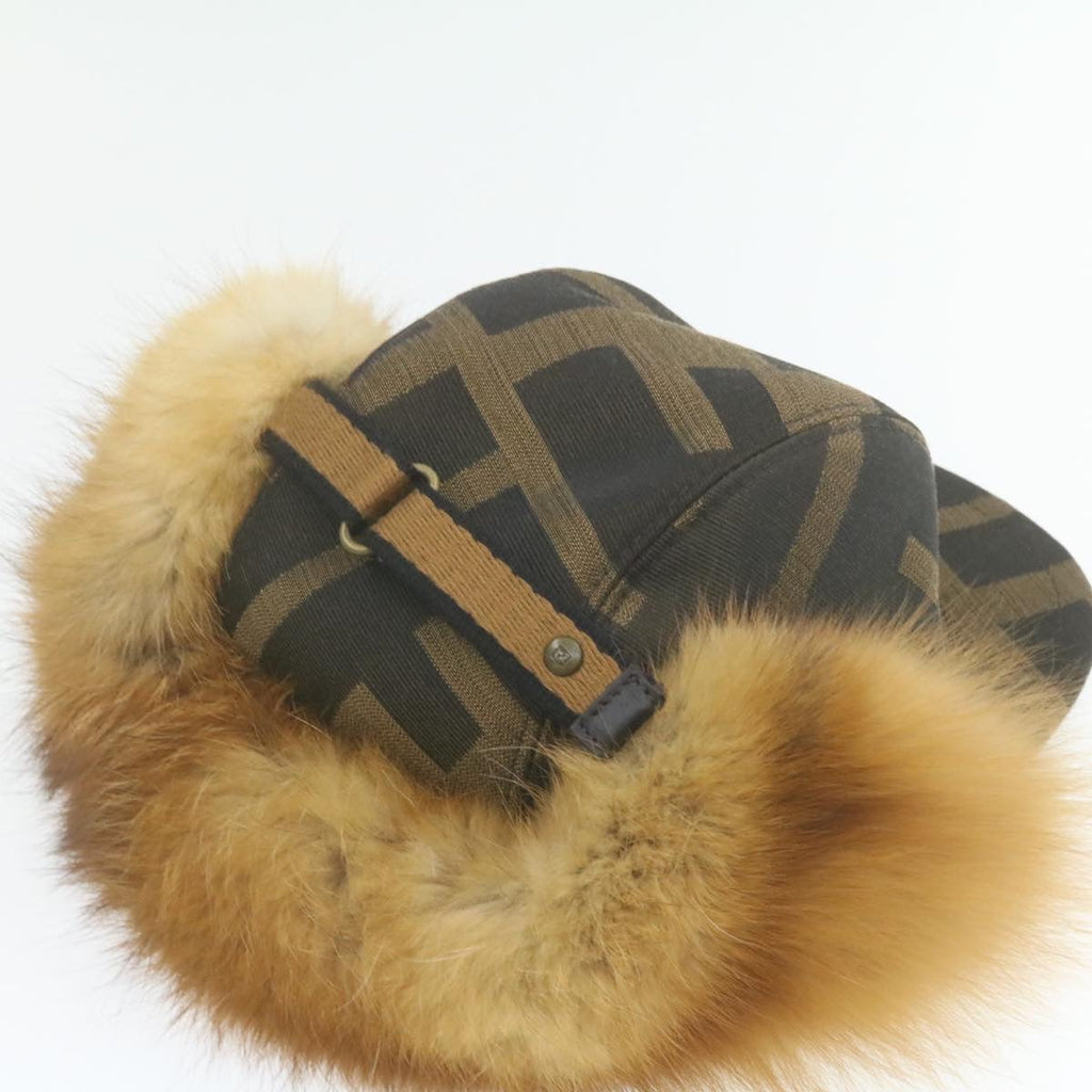 FENDI Zucca Canvas Cap Brown Black am324b