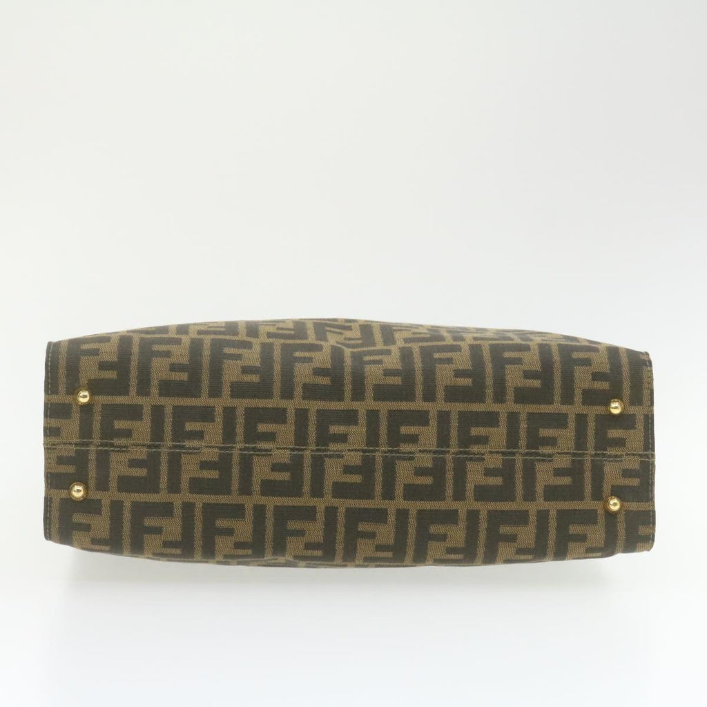FENDI Zucca Canvas Hand Bag Brown Black am332b