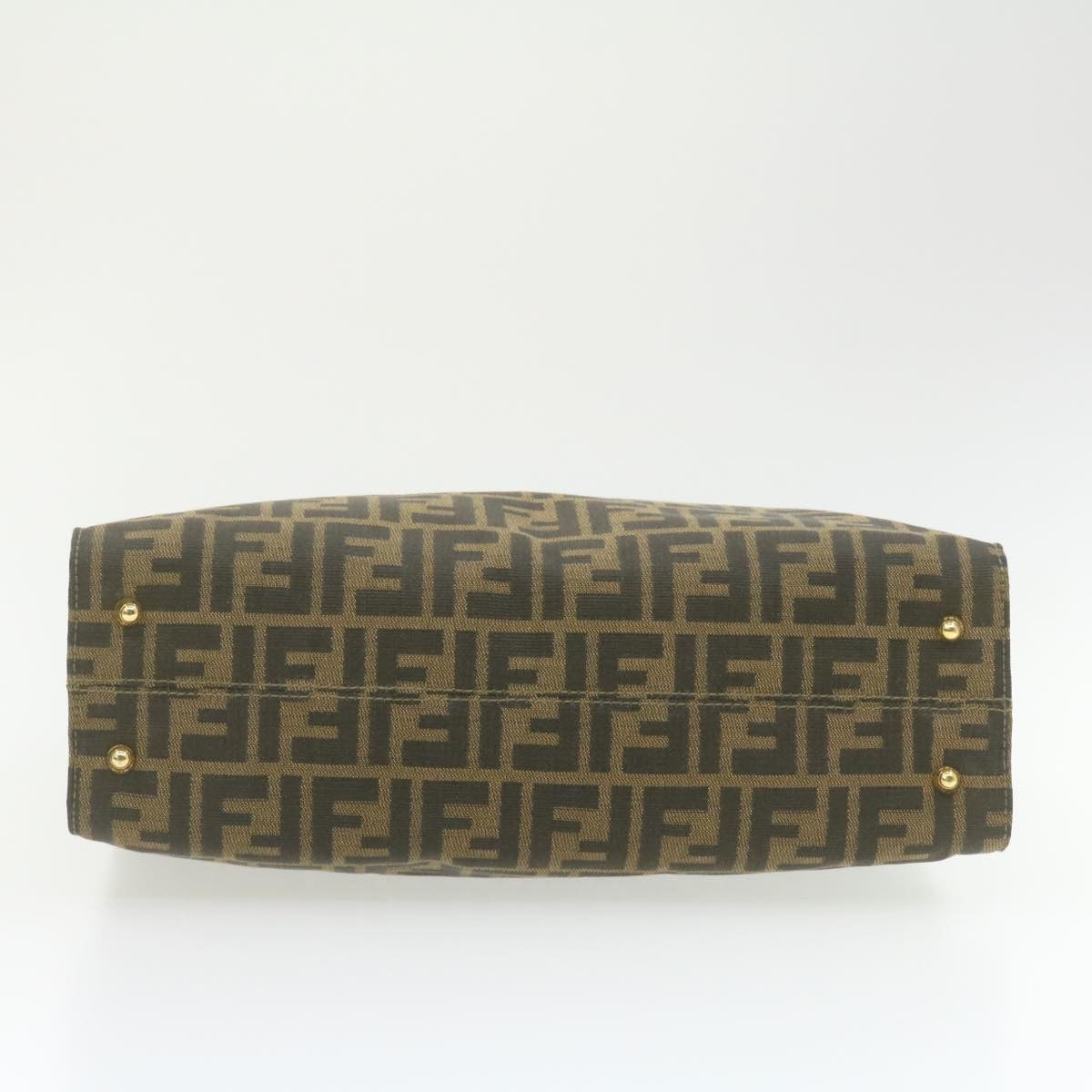 FENDI Zucca Canvas Hand Bag Brown Black am332b