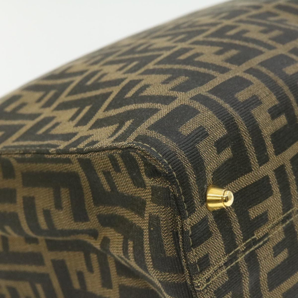 FENDI Zucca Canvas Hand Bag Brown Black am332b