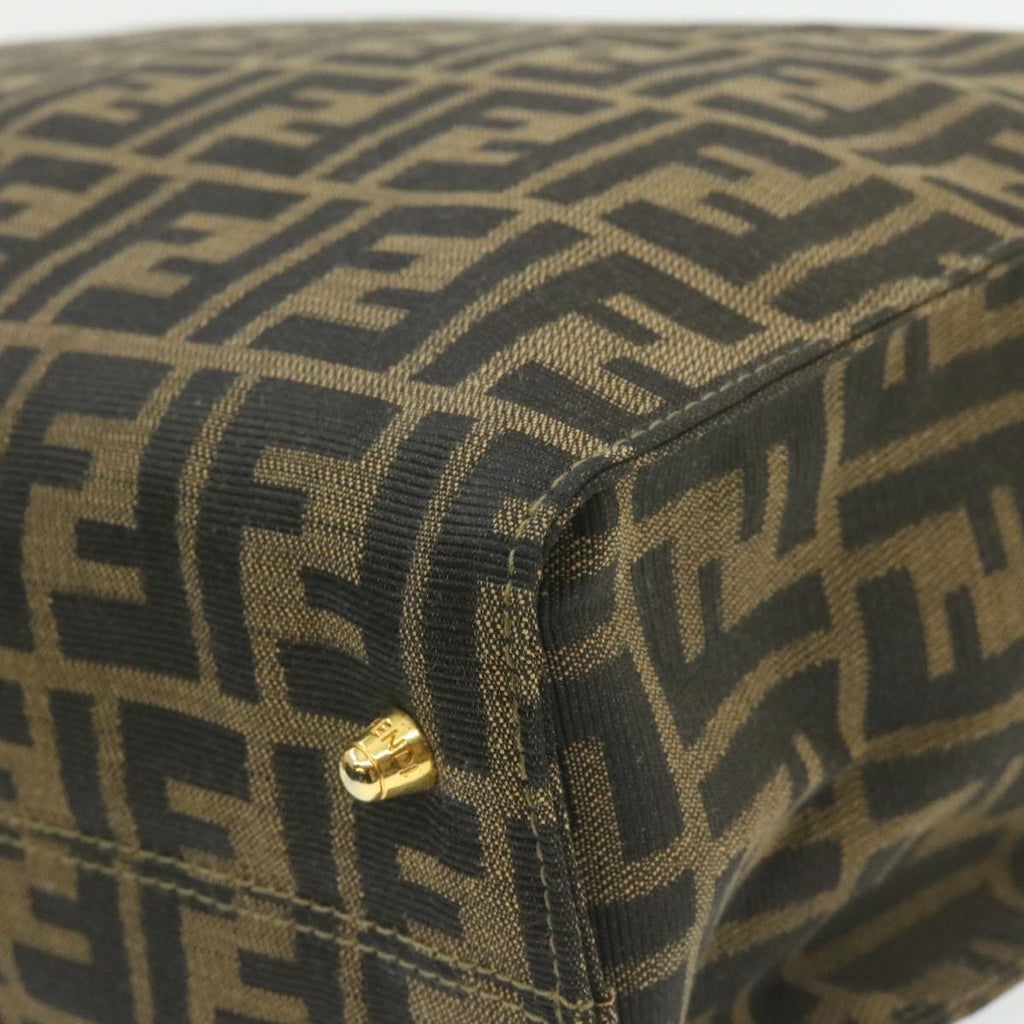 FENDI Zucca Canvas Hand Bag Brown Black am332b
