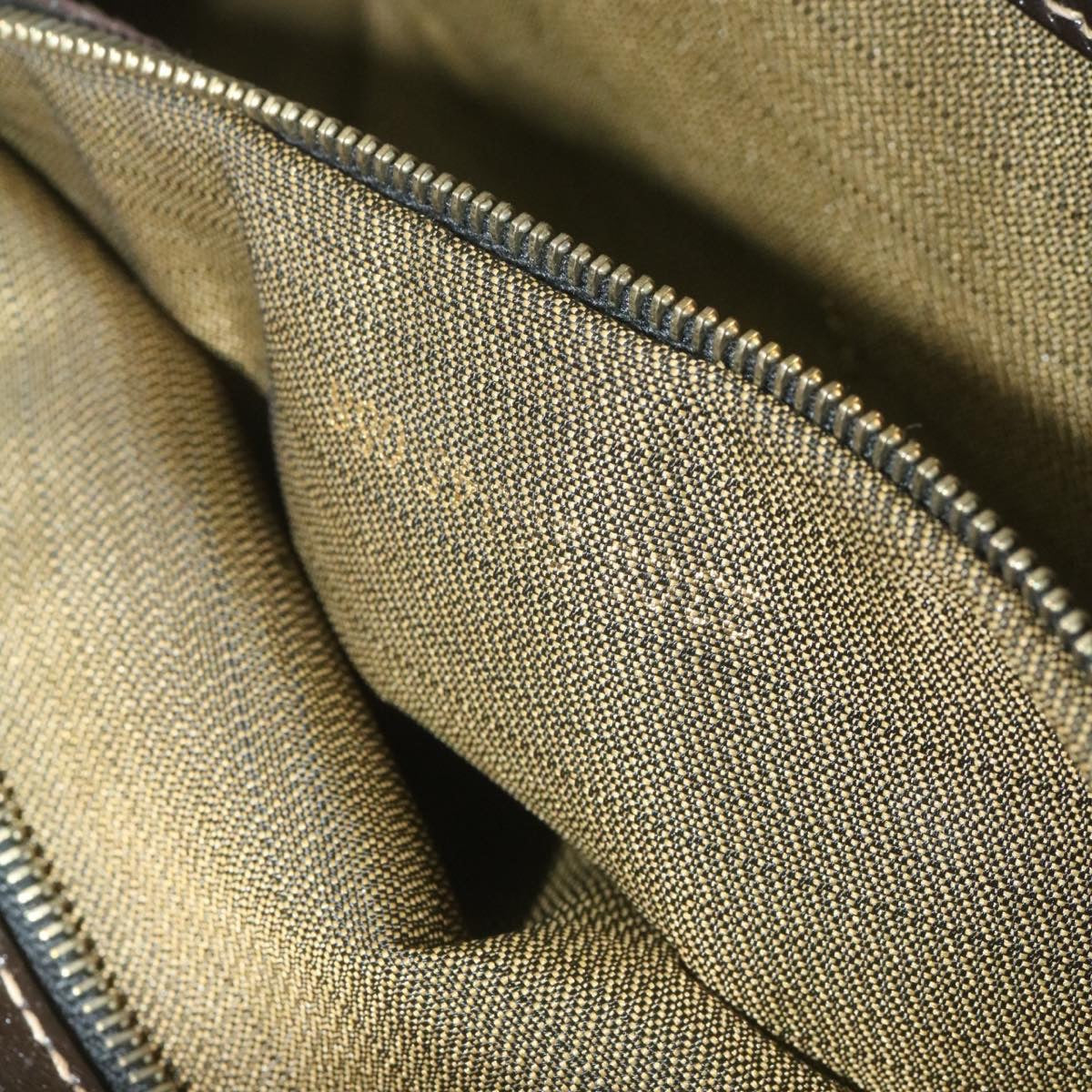 FENDI Zucca Canvas Hand Bag Brown Black am332b