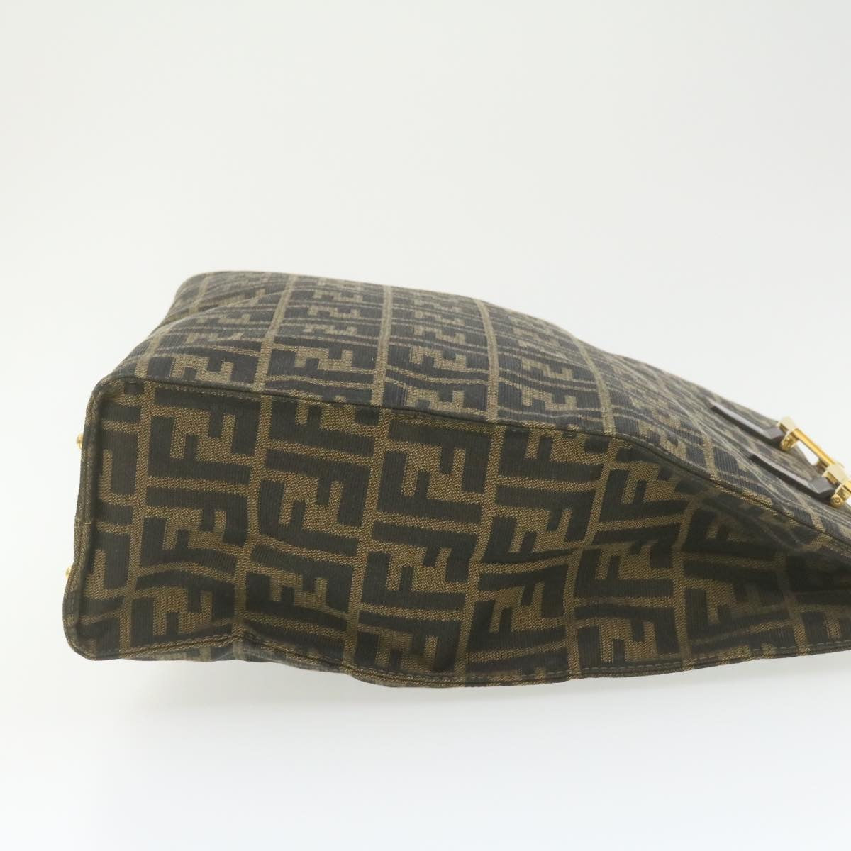 FENDI Zucca Canvas Hand Bag Brown Black am332b