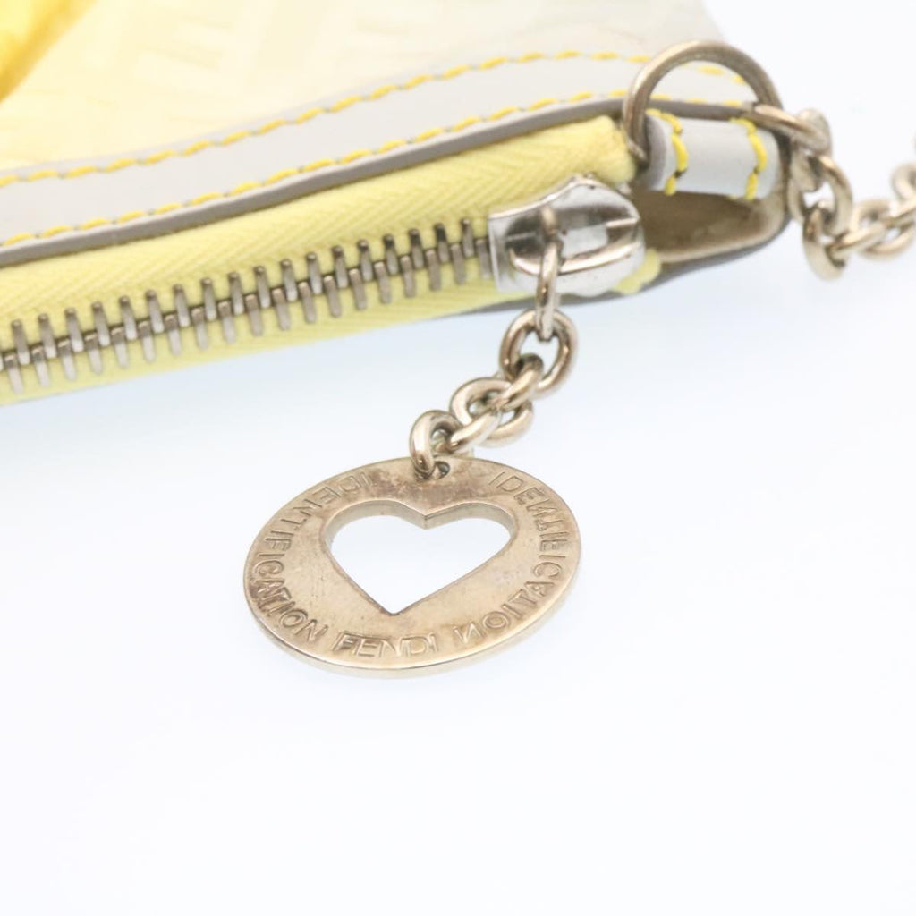 FENDI Zucchino Canvas Accessory Pouch Chain Yellow Gray am360b