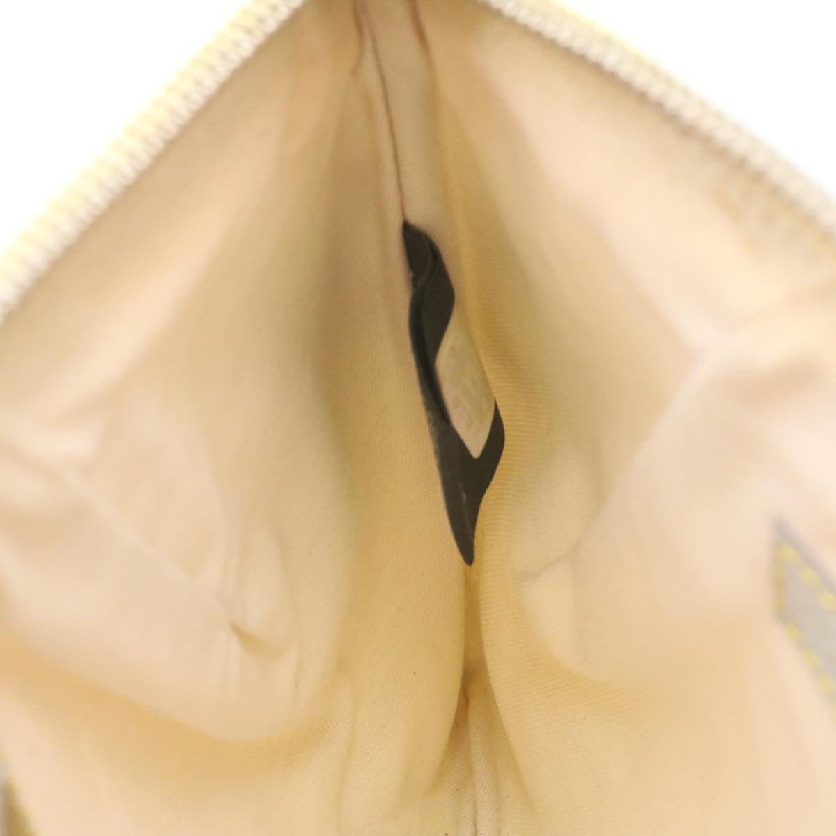 FENDI Zucchino Canvas Accessory Pouch Chain Yellow Gray am360b
