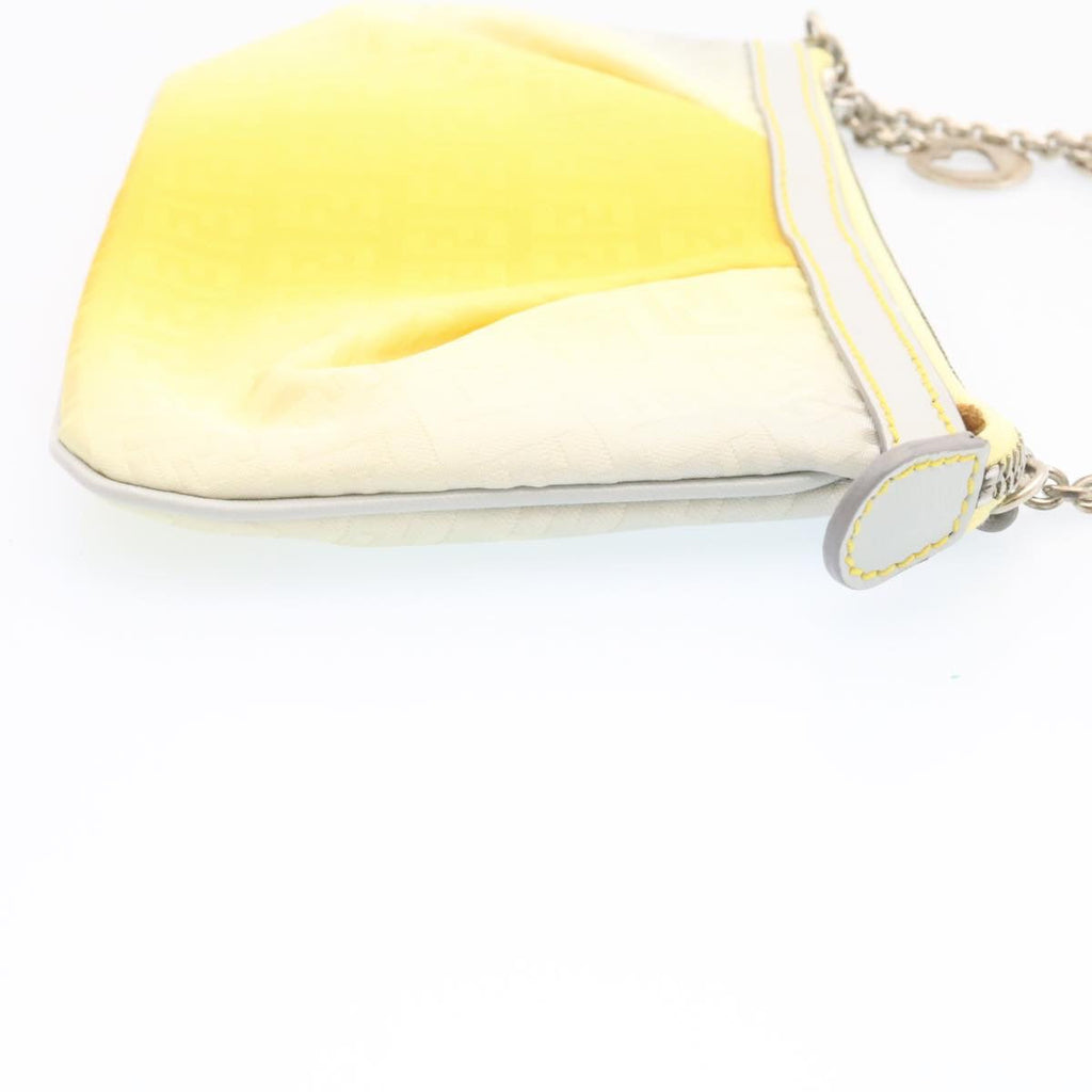 FENDI Zucchino Canvas Accessory Pouch Chain Yellow Gray am360b