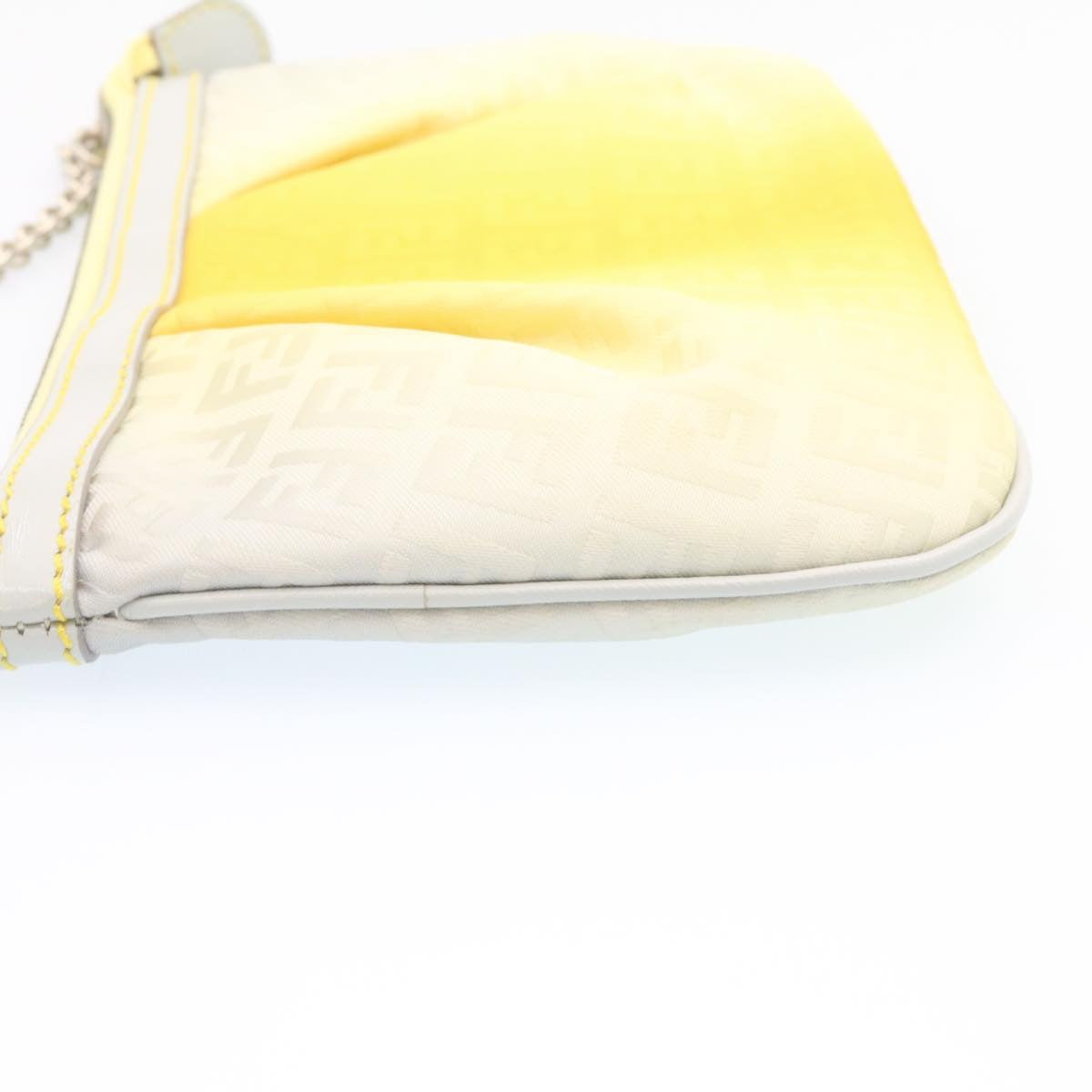 FENDI Zucchino Canvas Accessory Pouch Chain Yellow Gray am360b