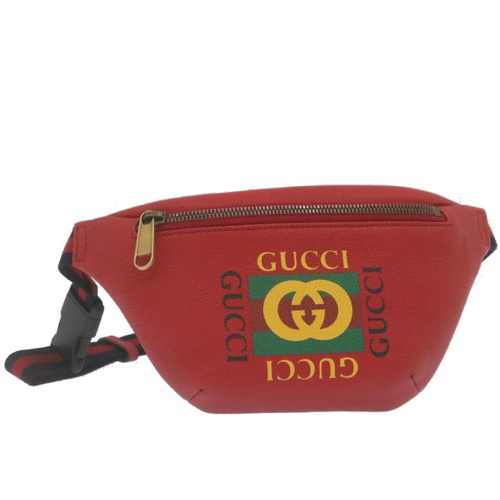GUCCI Sherry Line Waist Bag Leather Red am462b
