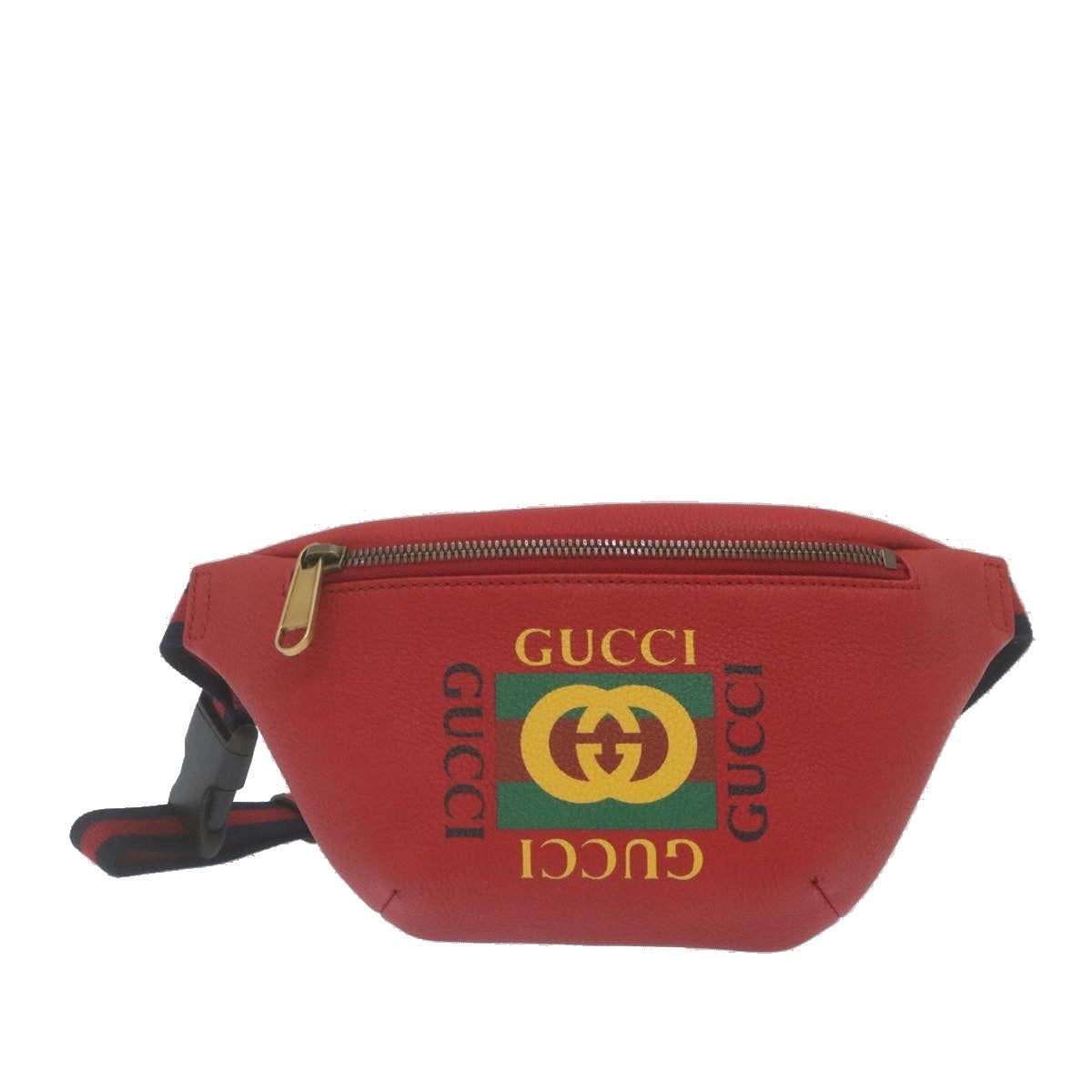 GUCCI Sherry Line Waist Bag Leather Red am462b
