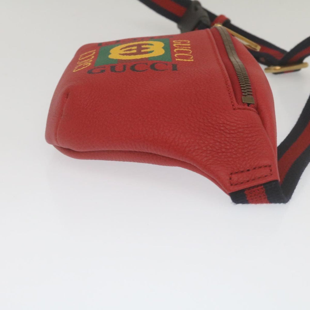 GUCCI Sherry Line Waist Bag Leather Red am462b