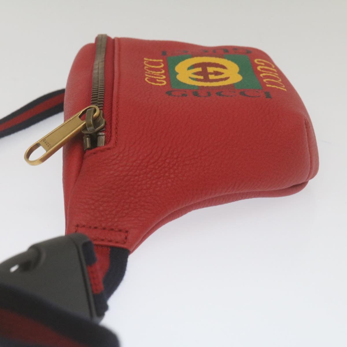 GUCCI Sherry Line Waist Bag Leather Red am462b