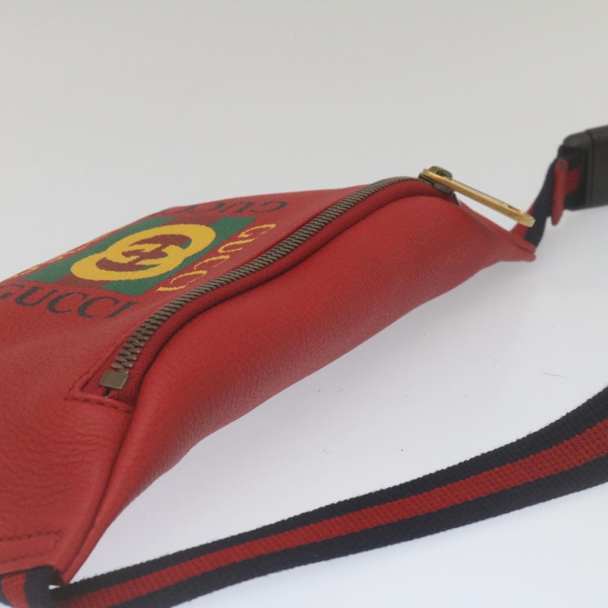 GUCCI Sherry Line Waist Bag Leather Red am462b