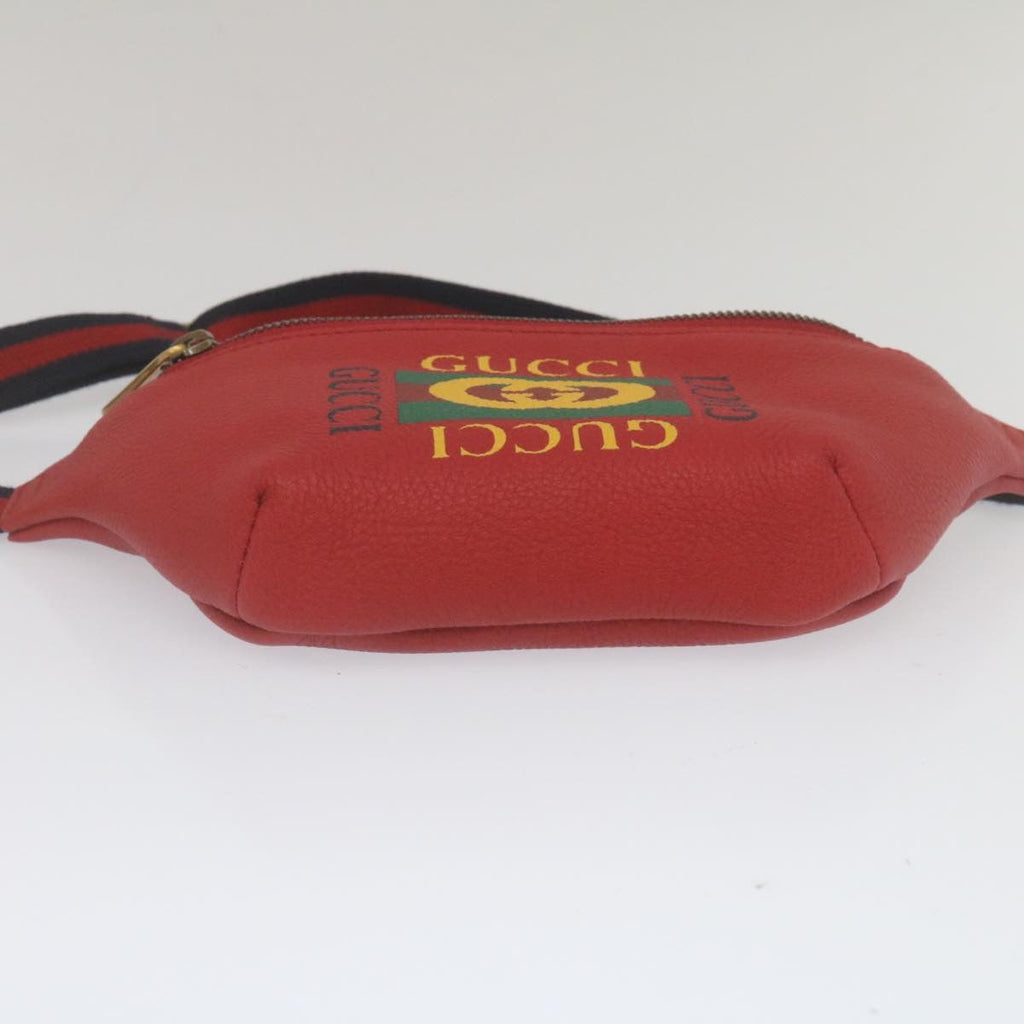 GUCCI Sherry Line Waist Bag Leather Red am462b