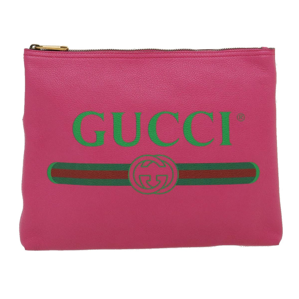 GUCCI Web Sherry Line Soho Clutch Bag Leather Pink am481b