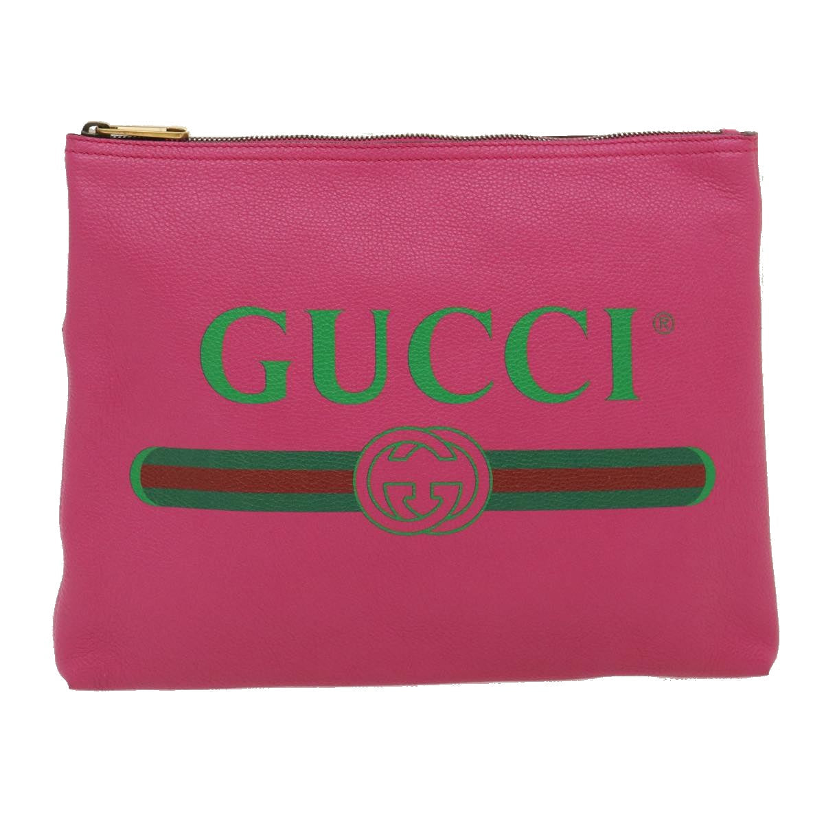 GUCCI Web Sherry Line Soho Clutch Bag Leather Pink am481b
