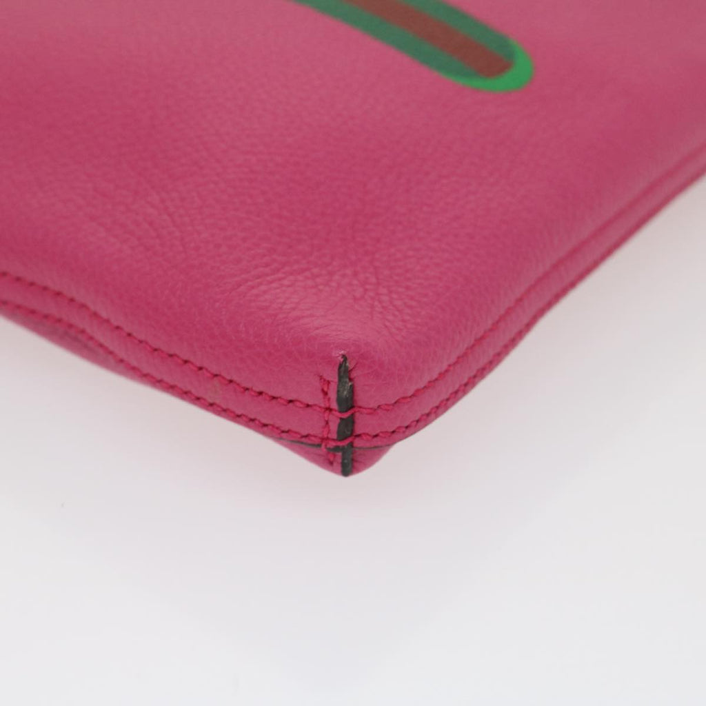 GUCCI Web Sherry Line Soho Clutch Bag Leather Pink am481b