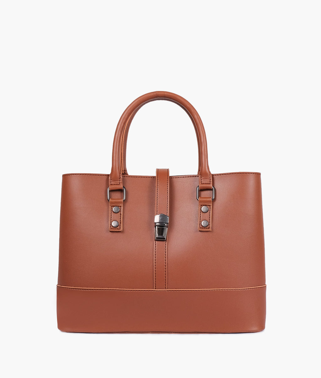 Brown multi-compartment shoulder bag