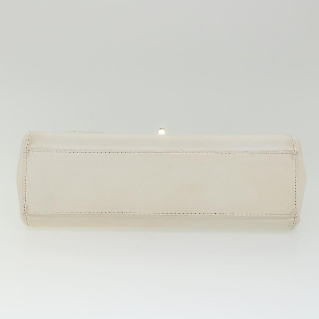 CHANEL Choco Bar line Chain Shoulder Bag Leather White CC bs10047