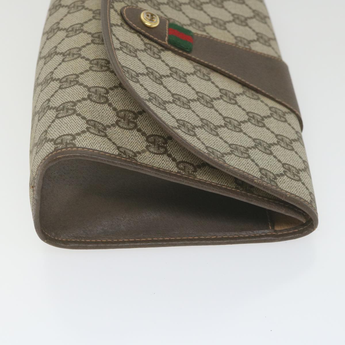 GUCCI GG Supreme Web Sherry Line Clutch Bag Red Beige 156 01 030 bs10106