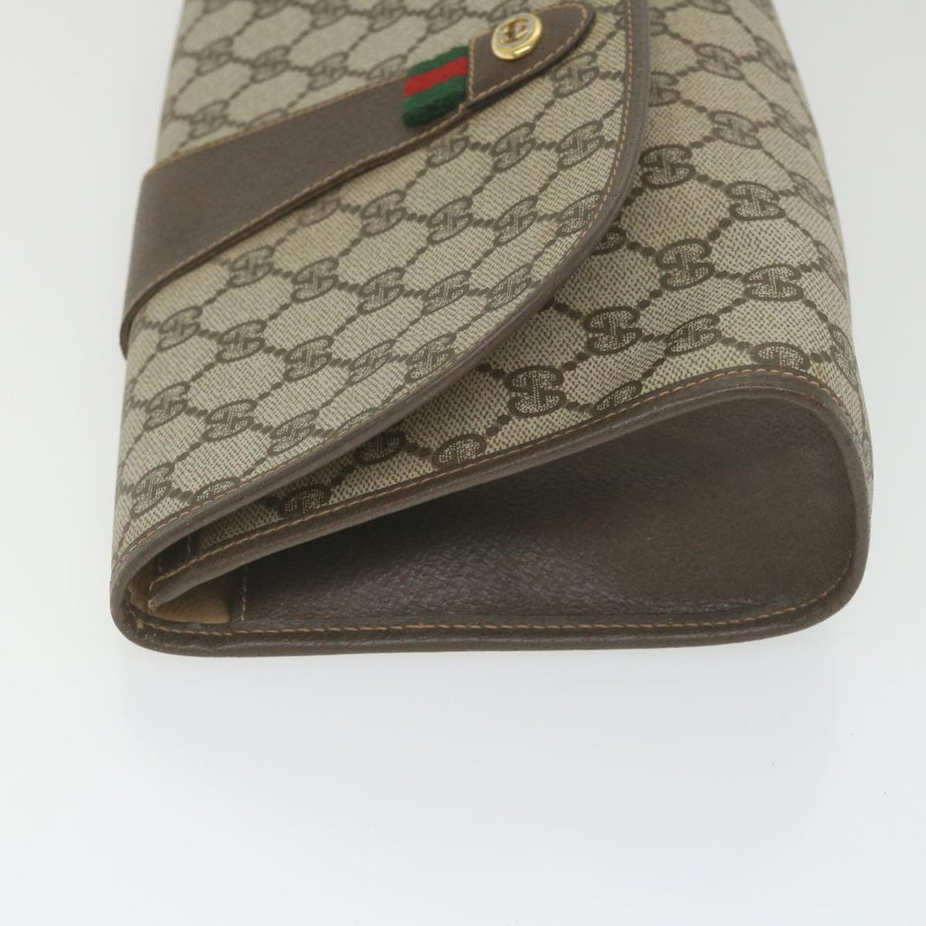 GUCCI GG Supreme Web Sherry Line Clutch Bag Red Beige 156 01 030 bs10106