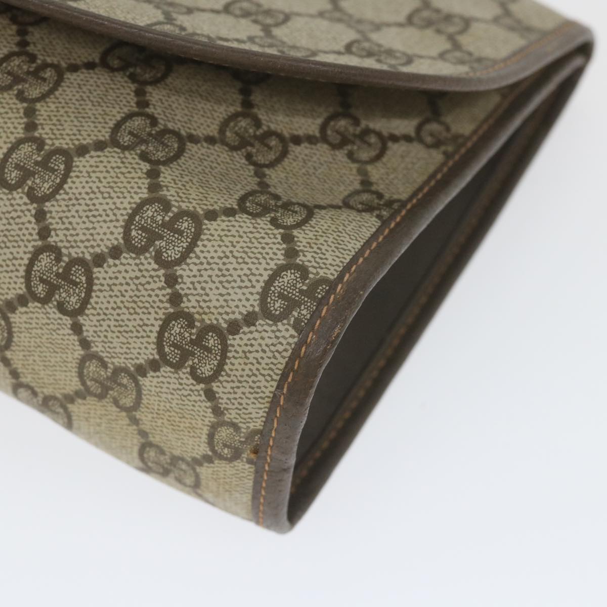 GUCCI GG Supreme Web Sherry Line Clutch Bag Red Beige 156 01 030 bs10106