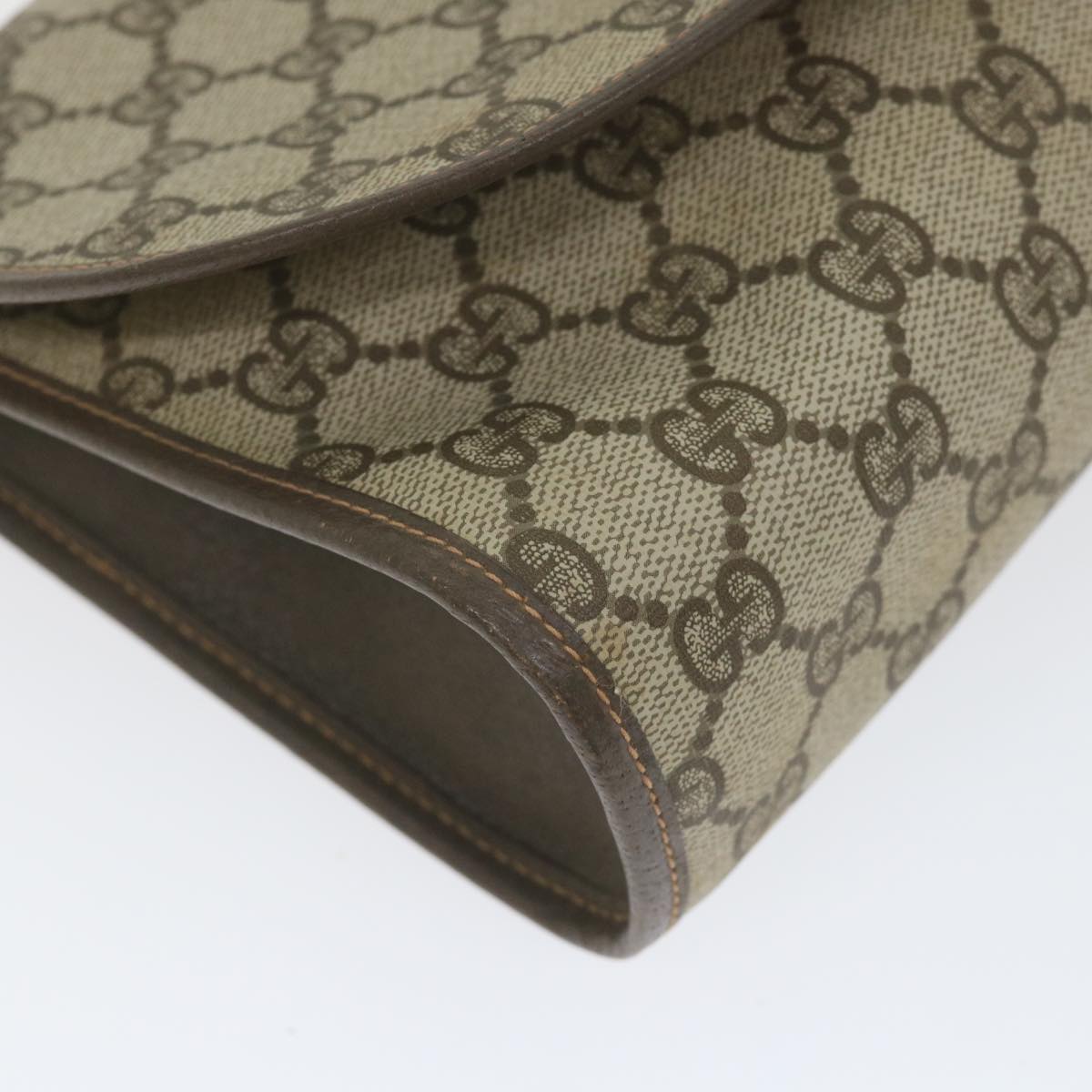 GUCCI GG Supreme Web Sherry Line Clutch Bag Red Beige 156 01 030 bs10106