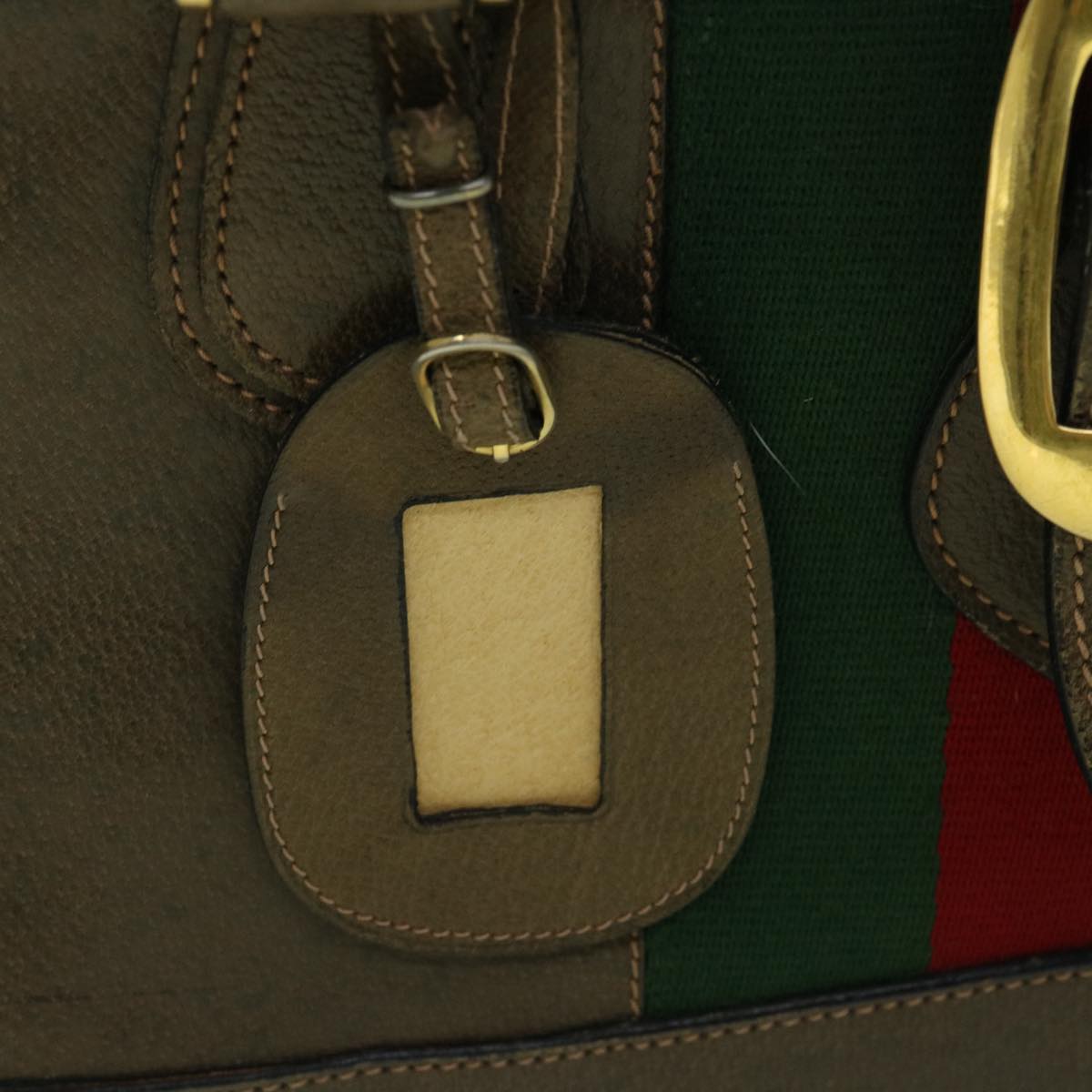 GUCCI Web Sherry Line Shoulder Bag Leather Brown Red Green bs10171