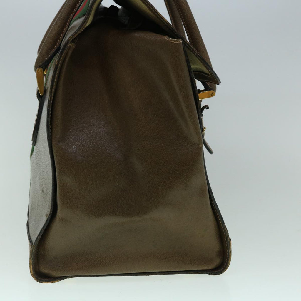 GUCCI Web Sherry Line Shoulder Bag Leather Brown Red Green bs10171