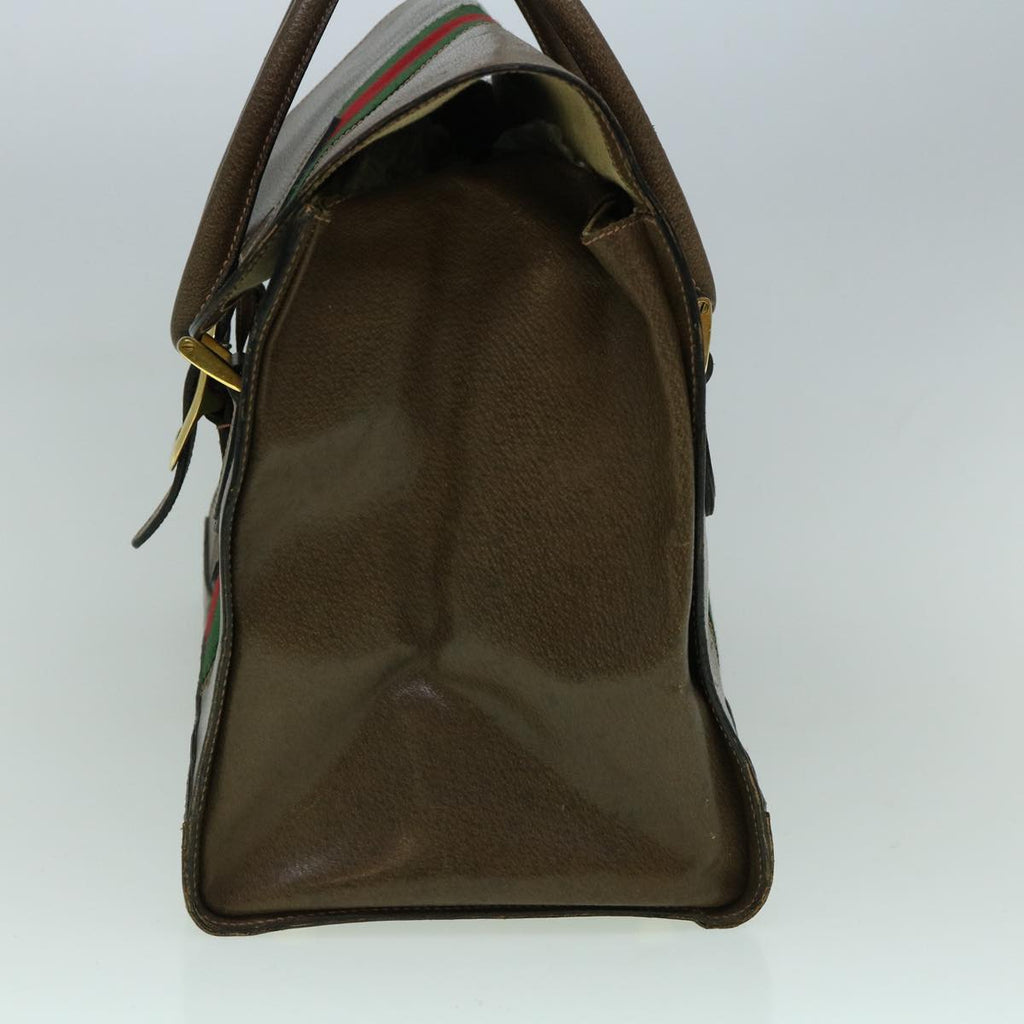 GUCCI Web Sherry Line Shoulder Bag Leather Brown Red Green bs10171