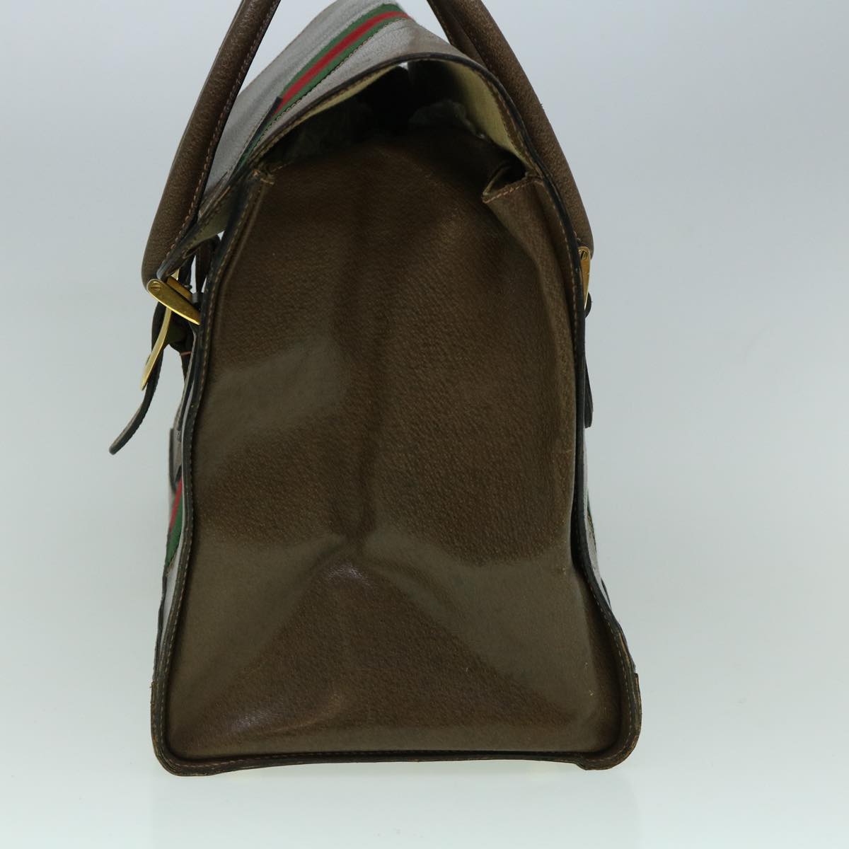 GUCCI Web Sherry Line Shoulder Bag Leather Brown Red Green bs10171