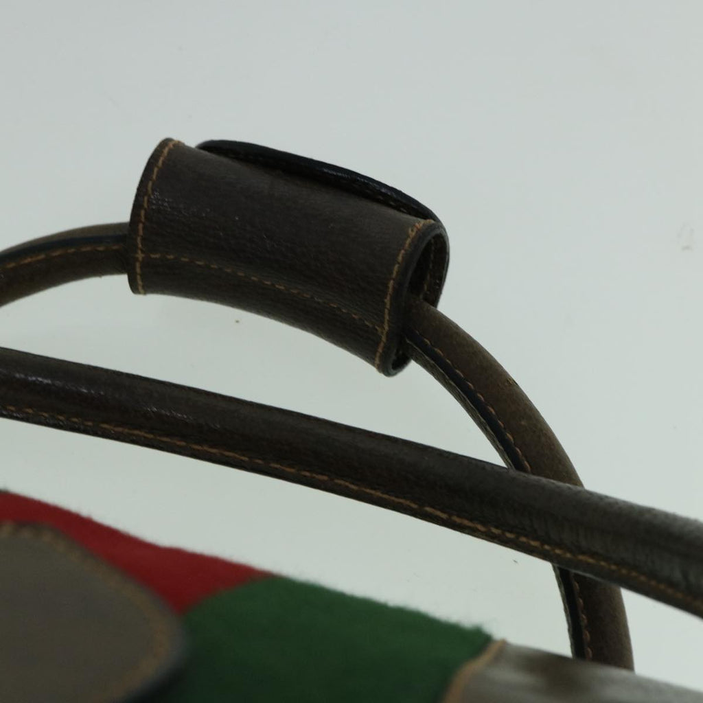 GUCCI Web Sherry Line Shoulder Bag Leather Brown Red Green bs10171