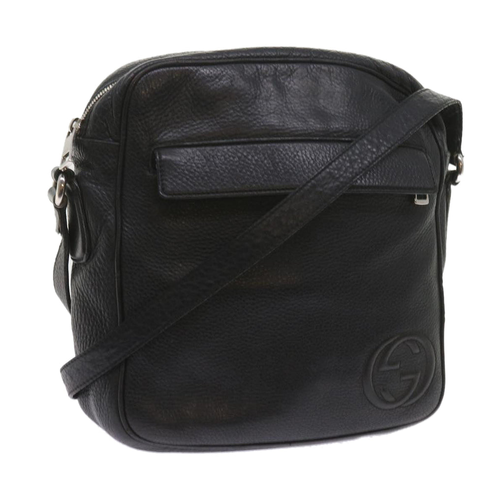 GUCCI Shoulder Bag Leather Black 337084 bs10188