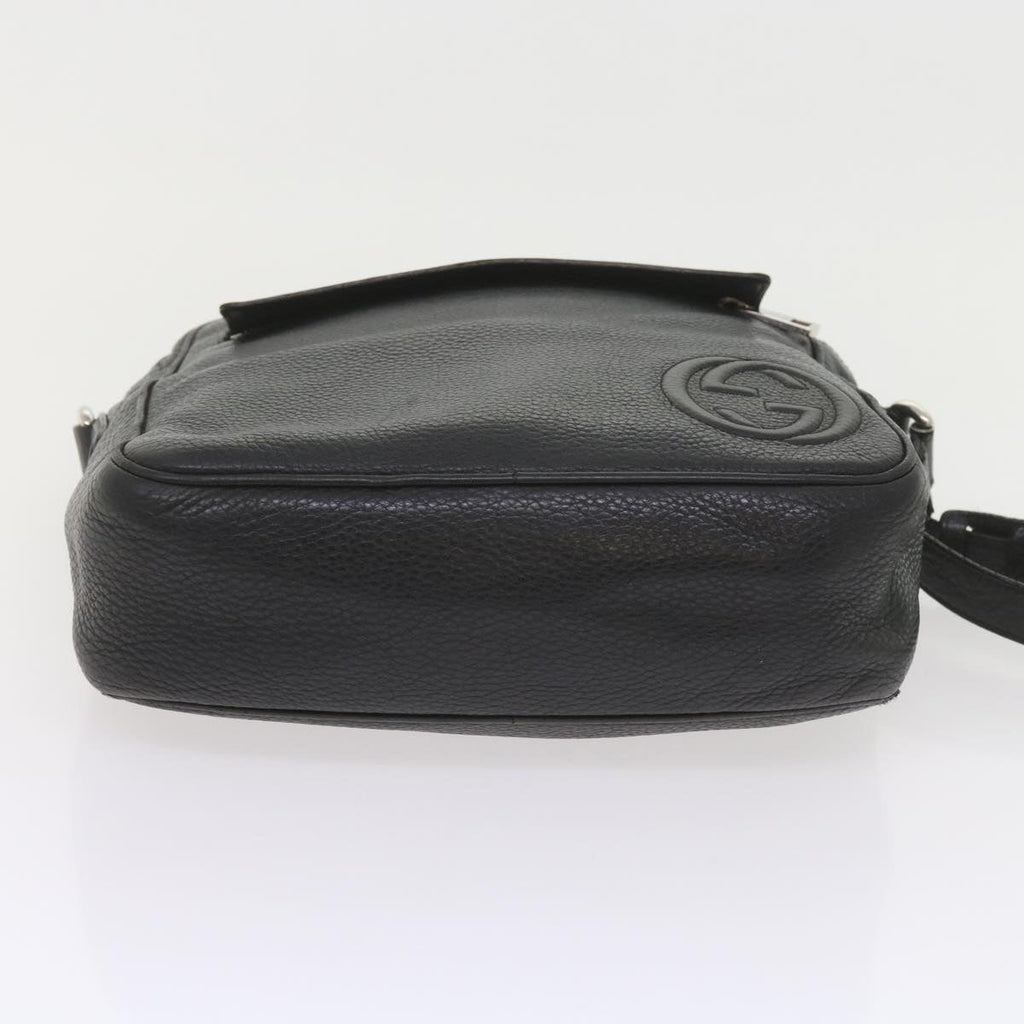 GUCCI Shoulder Bag Leather Black 337084 bs10188