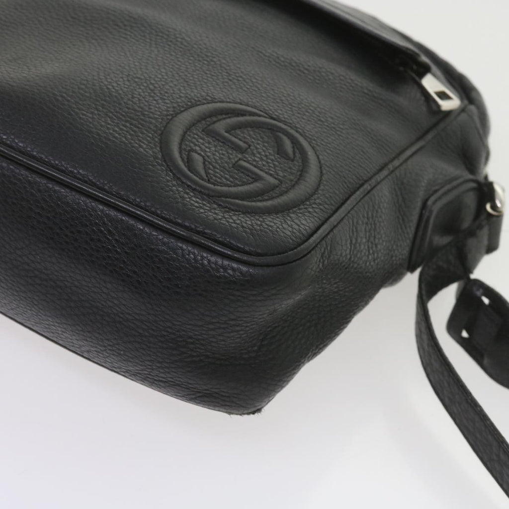 GUCCI Shoulder Bag Leather Black 337084 bs10188