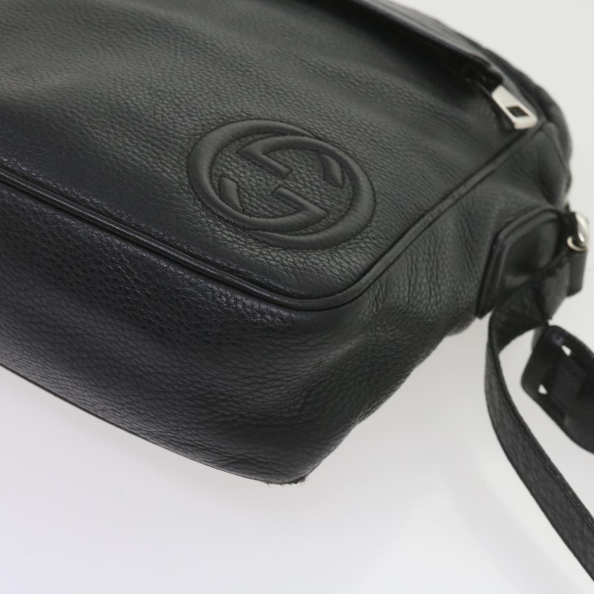 GUCCI Shoulder Bag Leather Black 337084 bs10188