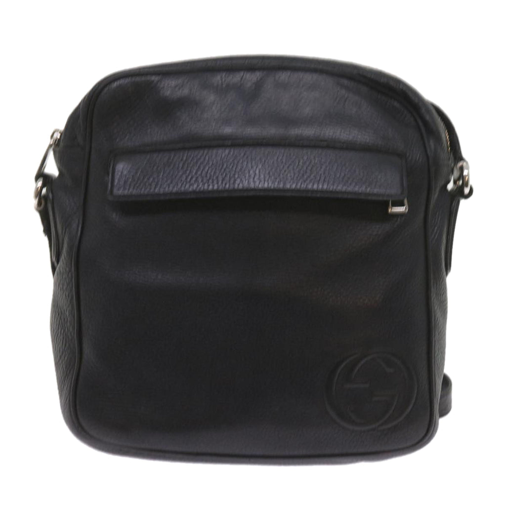 GUCCI Shoulder Bag Leather Black 337084 bs10188