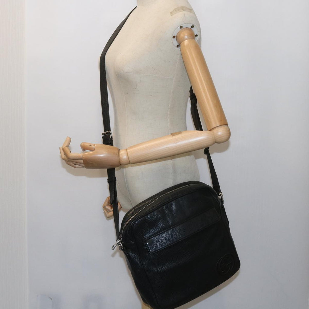 GUCCI Shoulder Bag Leather Black 337084 bs10188