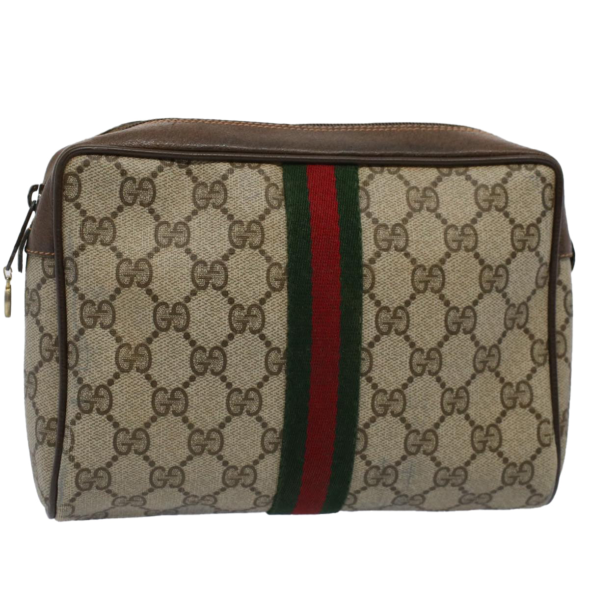 GUCCI GG Supreme Web Sherry Line Clutch Bag Beige Red 89 01 012 bs10203