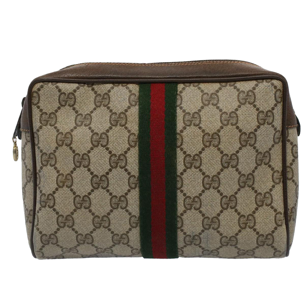 GUCCI GG Supreme Web Sherry Line Clutch Bag Beige Red 89 01 012 bs10203