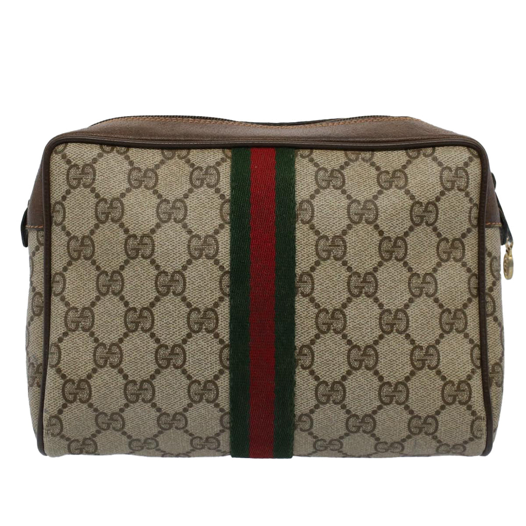 GUCCI GG Supreme Web Sherry Line Clutch Bag Beige Red 89 01 012 bs10203