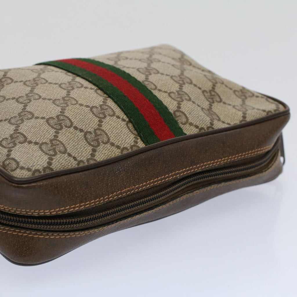 GUCCI GG Supreme Web Sherry Line Clutch Bag Beige Red 89 01 012 bs10203