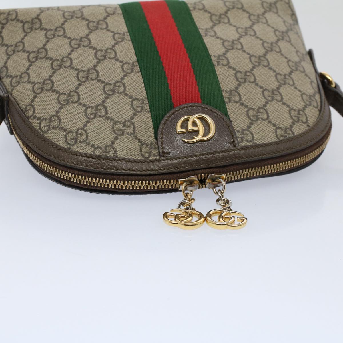 GUCCI GG Supreme Web Sherry Line Shoulder Bag Beige Red 499621 bs10204