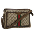 GUCCI Web Sherry Line GG Canvas Shoulder Bag Beige Red Green bs1024